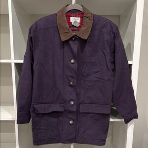Talbots Purple Utility Jacket with Brown Collar